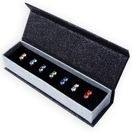 7 Pair Stud Earring Set Ft Swarovski Crystals