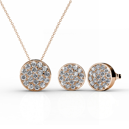 Pave Pendant Necklace & Earrings Set Embellished with Crystals from Swarovski -RG