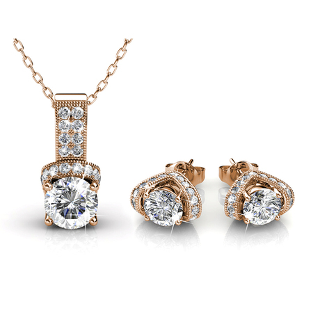 Matching Pendant and Earrings Set Embellished with Crystals from Swarovski -RG