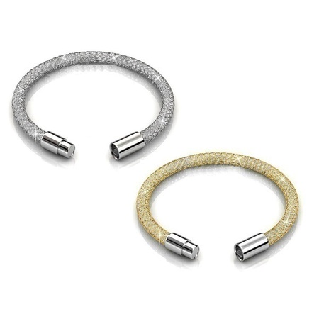 2pc Mesh Bracelet Set Embellished with Crystals from Swarovski