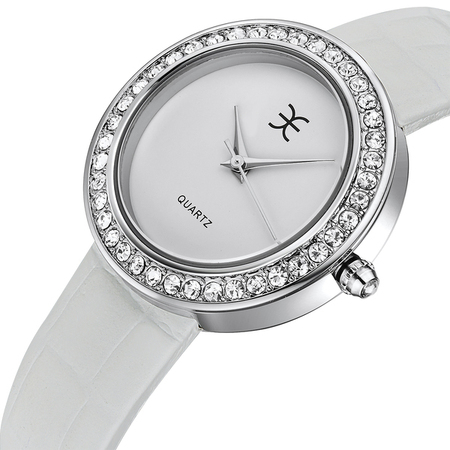 Genuine Leather Watch Embellished with Crystals from Swarovski
