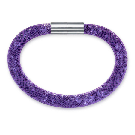 Mesh Single Wrap Bracelet Embellished with Crystals from Swarovski-Purple