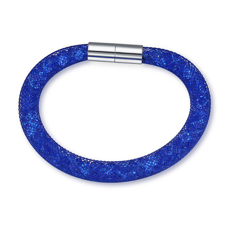 Mesh Single Wrap Bracelet Embellished with Crystals from Swarovski-Royal Blue