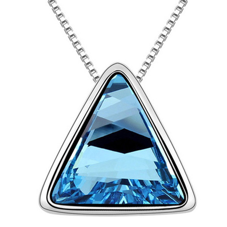 Triangle Pendant Necklace Embellished with Crystals from Swarovski -BLU