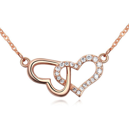 Linked Heart Pendant Necklace Embellished with Crystals from Swarovski -RG