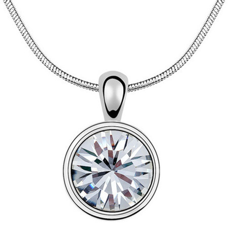 Classic Solitaire Pendant Necklace Embellished with Crystals from Swarovski
