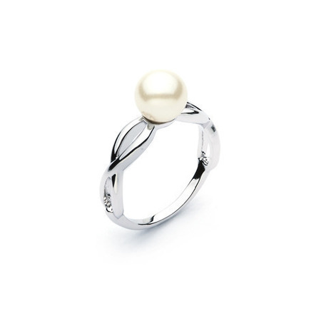 Crystal Pearl Twist Ring