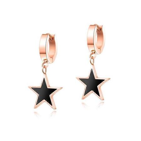 Star Drop Earrings - Rose Gold / Black