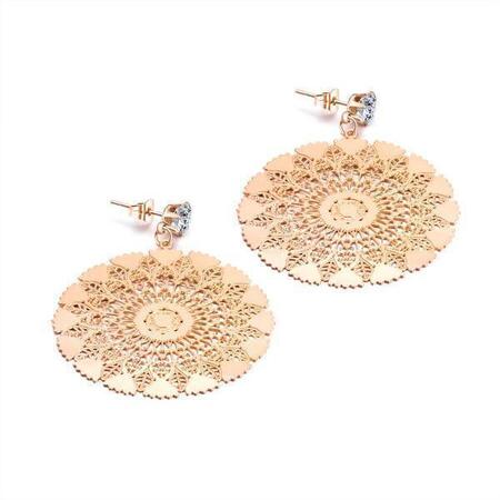 Large Circular Earrings - Rose Gold / Black