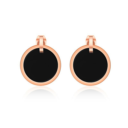 Two-tone circular drop earrings  - Rose Gold / Black