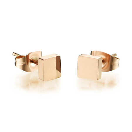 Square Stud Earrings - Rose gold