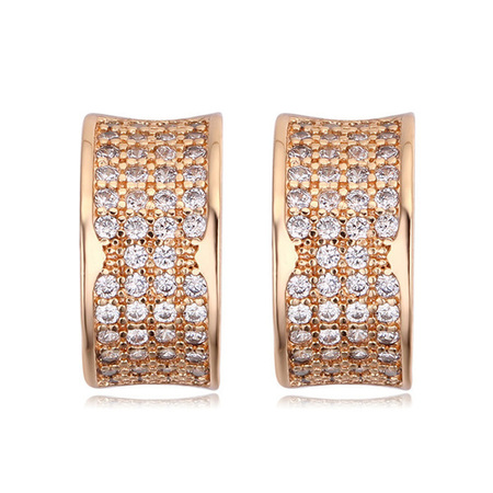 Pave Encrusted Huggie Earrings - Gold
