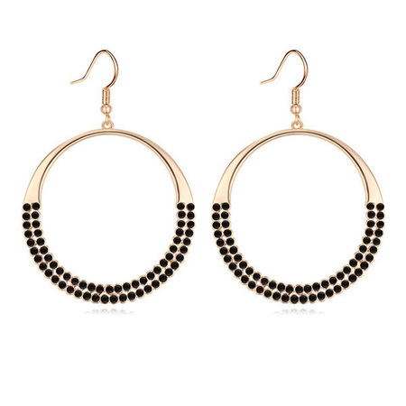 Drop Earrings w Swarovski Crystals - Gold / Black