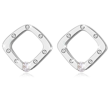 Contemporary square earrings with Cubic Zirconia